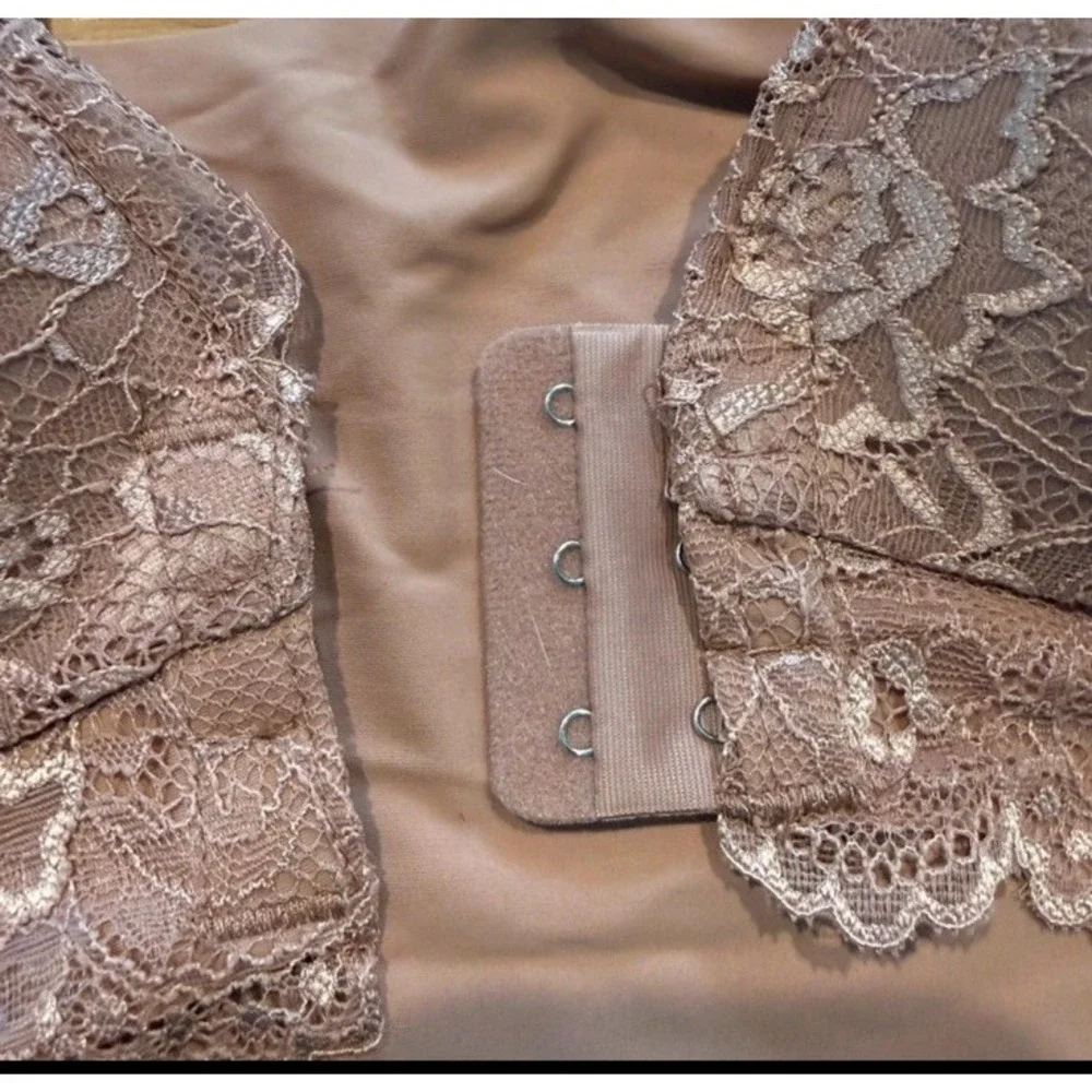 Lot of 3 Women's XXL Lace Bras Padded Full Coverage Tan Beige Black Coquette